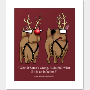 Funny Christmas Holiday Reindeer Cartoon Posters and Art